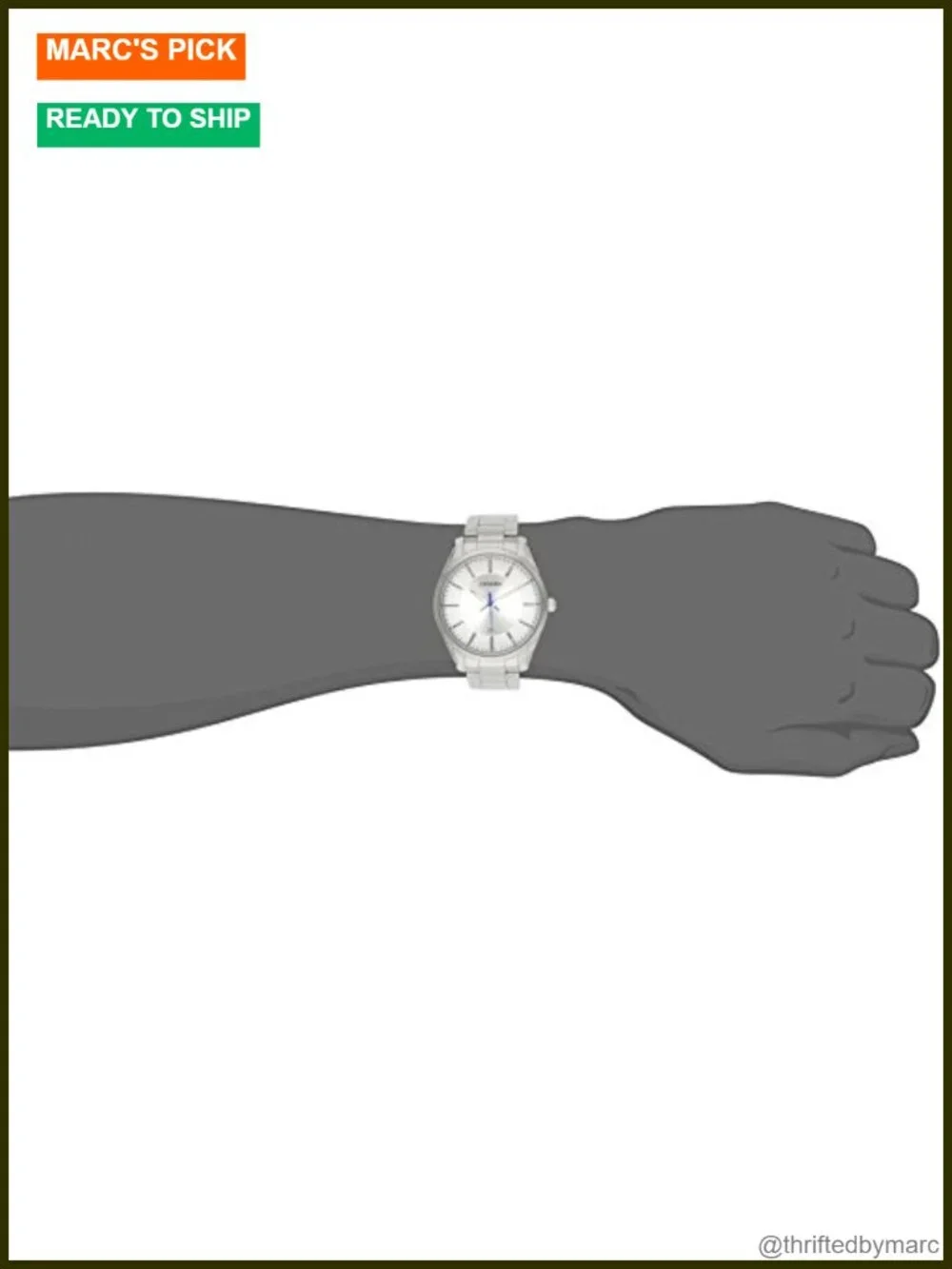 42mm Stainless Steel Japanese Quartz Watch with Fold-Over Clasp, Water